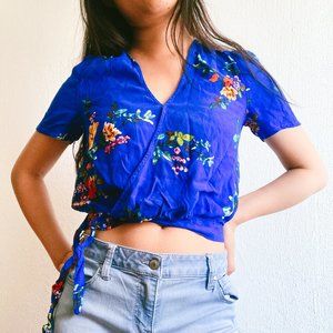 CODEXMODE Blue Floral Wrap Shirt